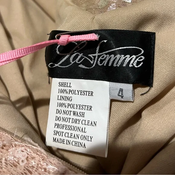 Light pink spaghetti strap beaded prom dress, size 4 - Picture 8 of 8